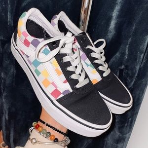 Rainbow checkered Vans 6W